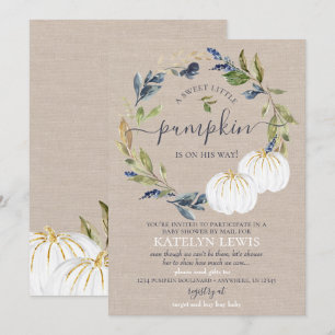 White Pumpkin Baby Shower by Mail Einladung