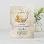 White Pumpkin Baby Shower Einladung mit Gold Glitz (Stehend Vorderseite)