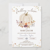 White Pumpkin Baby Shower, Falling in Liebe Einladung (Vorderseite)