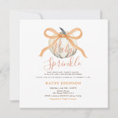 White Pumpkin Baby Sprinkle Bow Gingham Einladung (Vorderseite)