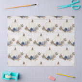 White Pumpkin Blue Floral w Herbstlaubs Watercolor Seidenpapier (Basteln)