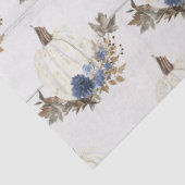 White Pumpkin Blue Floral w Herbstlaubs Watercolor Seidenpapier (Detail)