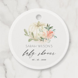 White Pumpkin Blush Bloral Baby Brunch Dusche Geschenkanhänger