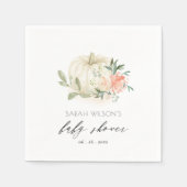 White Pumpkin Blush Bloral Baby Brunch Dusche Serviette (Vorderseite)