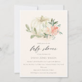 White Pumpkin Blush Bloral Baby Dusche laden Dankeskarte (Vorderseite)