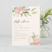 White Pumpkin Blush Bloral Baby Dusche laden Dankeskarte (Stehend Vorderseite)