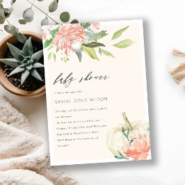 White Pumpkin Blush Bloral Baby Dusche laden Dankeskarte