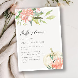 White Pumpkin Blush Bloral Baby Dusche laden Dankeskarte