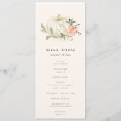 White Pumpkin Blush Flora Hochzeitsprogramm Menükarte (Vorderseite)
