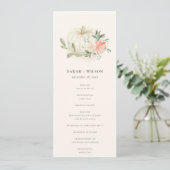 White Pumpkin Blush Flora Hochzeitsprogramm Menükarte (Stehend Vorderseite)
