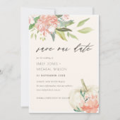 White Pumpkin Blush Floral Save the Date einladen Dankeskarte (Vorderseite)