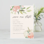 White Pumpkin Blush Floral Save the Date einladen Dankeskarte (Stehend Vorderseite)