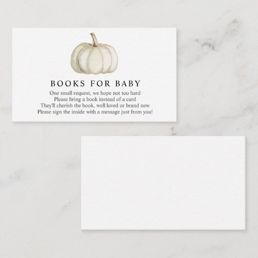 White Pumpkin Books for Baby insert card (Vorne/Hinten)