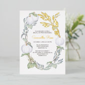 White Pumpkin Brautparty Green Blätter Folieneinladung (Stehend vorne)