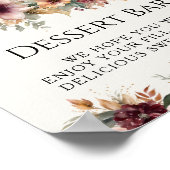 White Pumpkin Burgundy Fall Floral Dessert Sign Poster (Ecke)