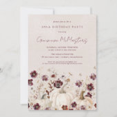 White Pumpkin Burgundy Wildblume 100. Geburtstag Einladung (Vorderseite)