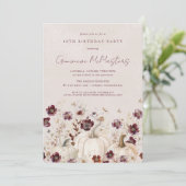 White Pumpkin Burgundy Wildblume 19. Geburtstag Einladung (Stehend Vorderseite)