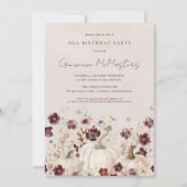 White Pumpkin Burgundy Wildblume 90. Geburtstag Einladung (Vorderseite)