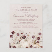 White Pumpkin Burgundy Wildblume 90. Geburtstag Einladungspostkarte (Vorderseite)