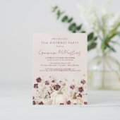 White Pumpkin Burgundy Wildblume 90. Geburtstag Einladungspostkarte (Stehend Vorderseite)