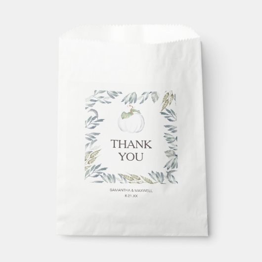 White Pumpkin Candy Favor Bags Geschenktütchen (Vorderseite)