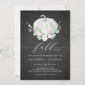 White Pumpkin Chalkboard Fall Engagement Party Einladung (Vorderseite)