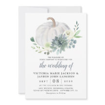 White Pumpkin Elegant Succulent Fall Chic Wedding