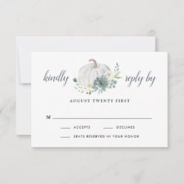White Pumpkin Elegant Succulent Fall Chic Wedding RSVP Karte