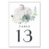 White Pumpkin Elegant Succulent Fall Chic Wedding Tischnummer (Vorderseite)