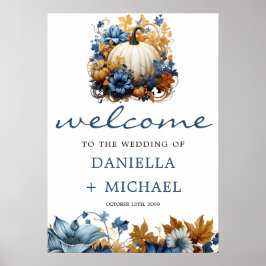 White Pumpkin Elegante Fall Garden Poster