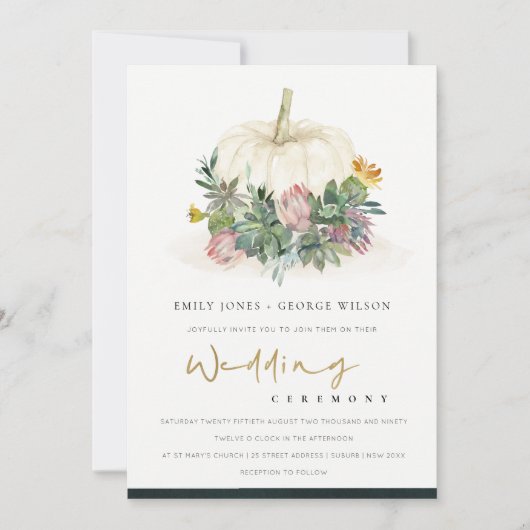 WHITE PUMPKIN ERFOLGREICHE FAUNA WEDING INVITE DANKESKARTE (Vorderseite)