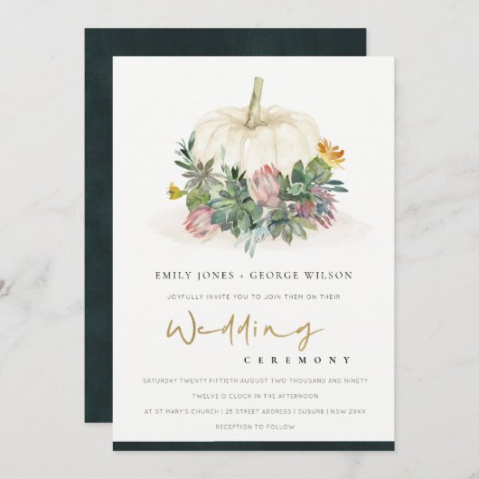 WHITE PUMPKIN ERFOLGREICHE FAUNA WEDING INVITE DANKESKARTE (Vorne/Hinten)