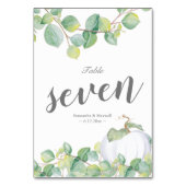 White Pumpkin Eucalyptus Wedding Tischnummer (Rückseite)