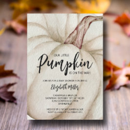 White Pumpkin Fall Baby Dusche Einladung