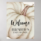 White Pumpkin Fall Baby Dusche Willkommen Poster (Vorne)
