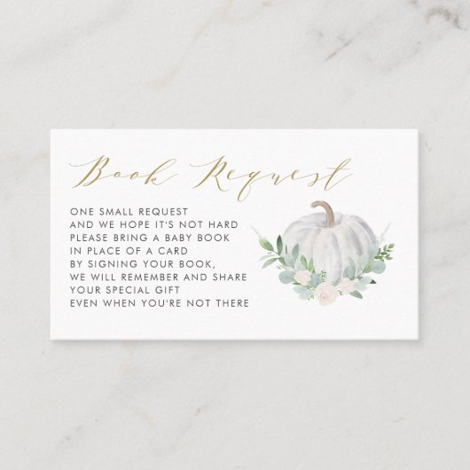 White Pumpkin Fall Baby Showkarte Platzkarte (Vorderseite)