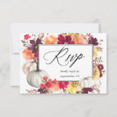 White Pumpkin Fall Floral w Meal UAWG RSVP Karte (Vorderseite)