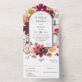 White Pumpkin Fall Floral Wedding All In One Einladung (Innen Boden)