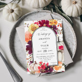 White Pumpkin Fall Floral Wedding Einladung