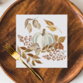 White Pumpkin Fall Leaves Thanksgiving Serviette