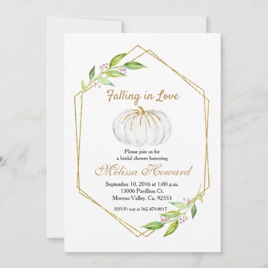 White Pumpkin Falling in Liebe Brautparty Einladung (Vorderseite)