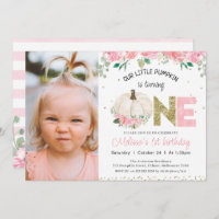 White Pumpkin Floral Gold Word Foto 1. Geburtstag