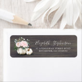 White Pumpkin Floral Vase Rustikales Fall Label (Insitu)