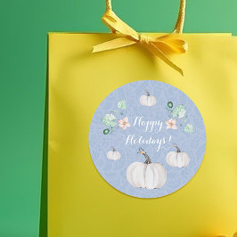 White Pumpkin Floral Wasserfarbe Kunst Runder Aufkleber