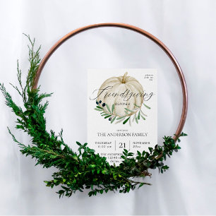 White Pumpkin Friendsgiving Einladung