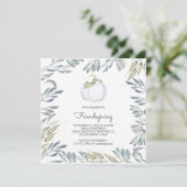 White Pumpkin Friendsgiving Einladung - Platz (Stehend Vorderseite)