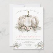 White Pumpkin Girl Baby Showpaare blumengeschmückt Einladung (Vorderseite)
