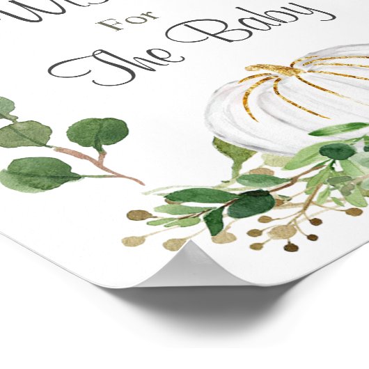 White Pumpkin Greenerenery Baby Shower Wünsche für Poster (Ecke)