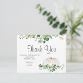White Pumpkin Greenery Bloral Baby Shower Dankeskarte (Stehend Vorderseite)