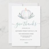 White Pumpkin Greenery Erntedank Dinner Einladung (Vorderseite)